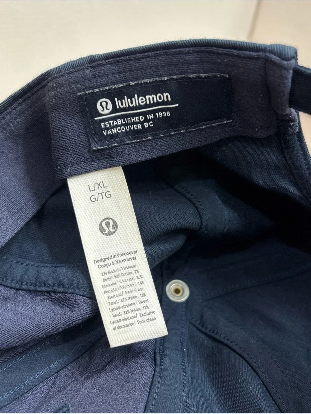 Lululemon Hat Cap Unisex Strapback Adjustable Blue Preppy Logo Minimalist LG XL